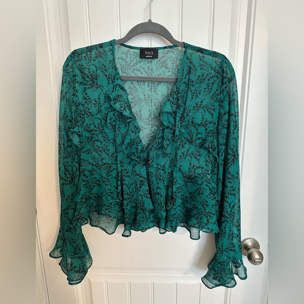 VICI Green Floral Women's Top